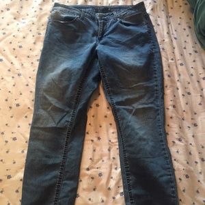 ⭐️ Flattering Striped Blue Crop Peasant Hipster Hippie Deco Boho Skinny Jeans